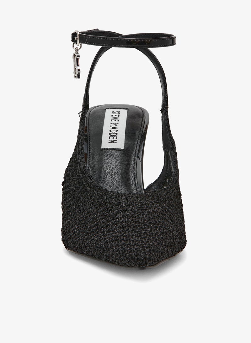 ستيف مادن أحذية بكعب معدنية بتفاصيل جلد صناعي كروشيه - Image 2